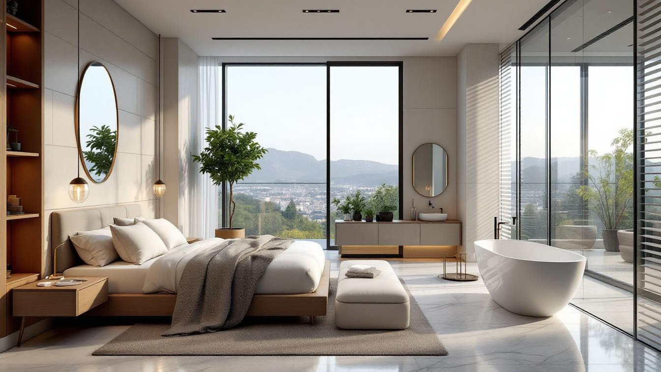 Waarom de combinatie slaapkamer en badkamer zo elegant oogt